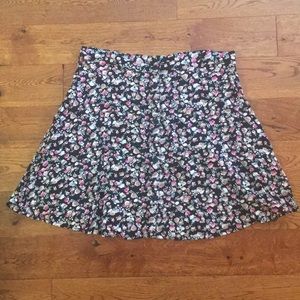 Black Floral button down skirt